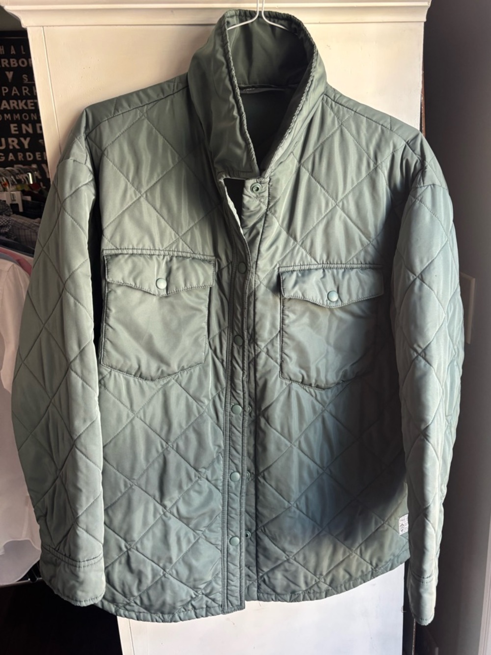 Mens Free Country Quilted Shacket Jacket Sz Large Green
